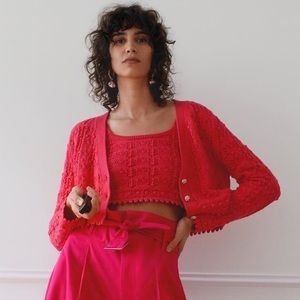 Zara pink knit crop top